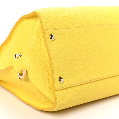 Salvatore Ferragamo Calfskin Sofia Gancini Satchel Yellow 9 of 10