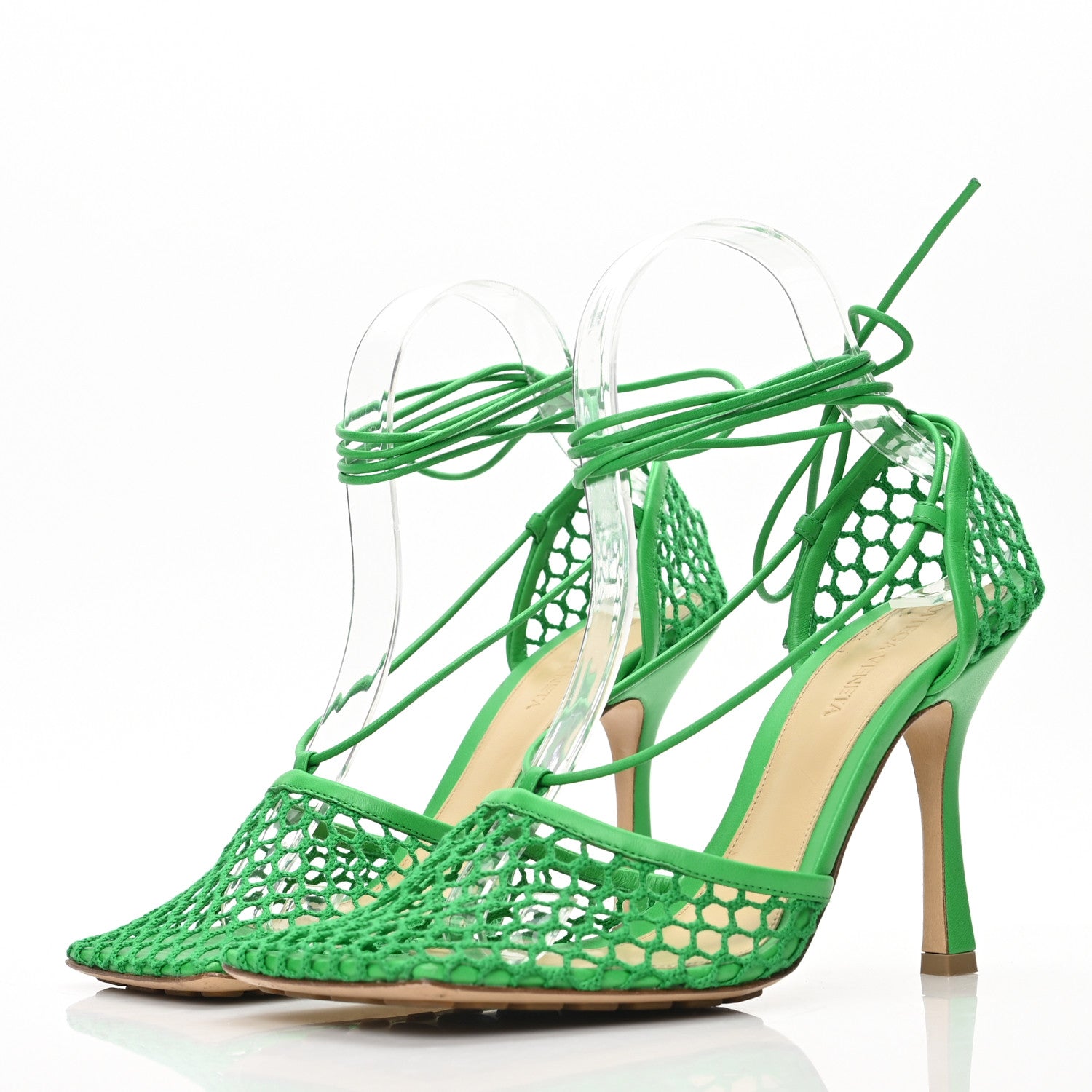 Bottega Veneta Mesh Nappa Stretch Ankle Tie 90mm Sandals 39.5 Grass 3 of 7