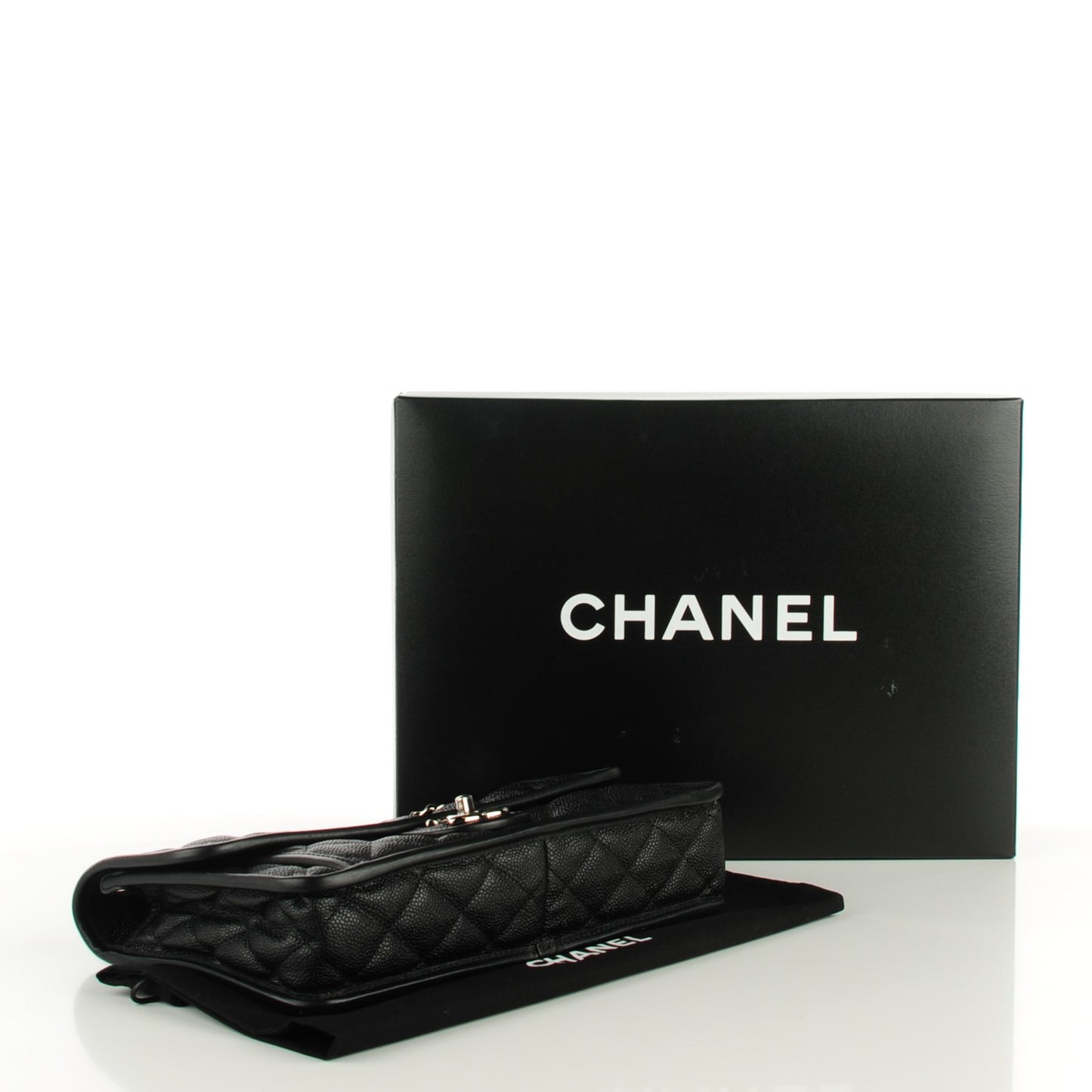 Caviar Quilted Medium French Riviera Flap Black