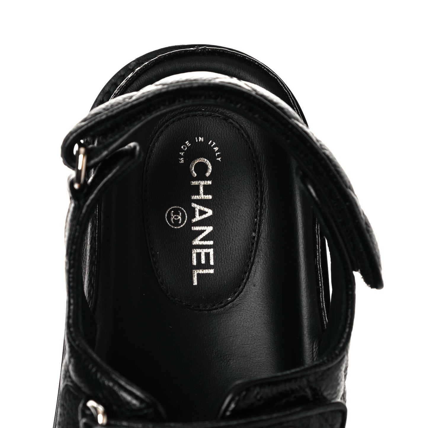 Grained Calfskin Velcro Dad Sandals 37.5 Black