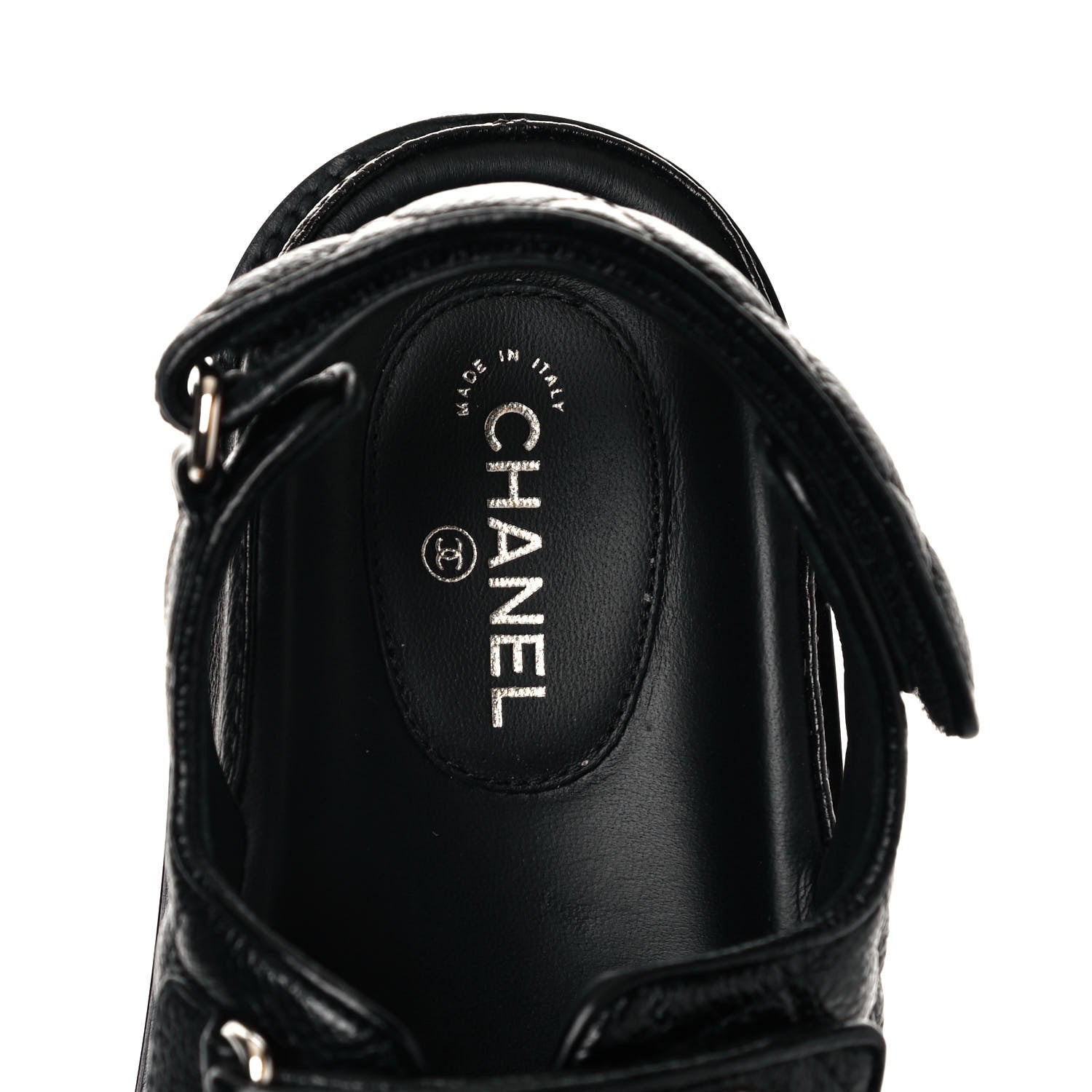 Chanel Grained Calfskin Velcro Dad Sandals 37.5 Black 7 of 8