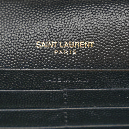 Saint Laurent Grain De Poudre Matelasse Chevron Monogram Chain Wallet Black 6 of 11