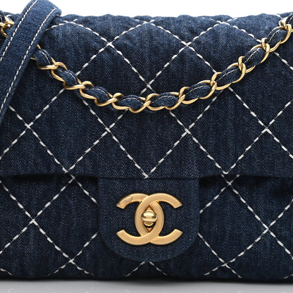 Chanel Denim Quilted Medium Denim Trip Single Flap Blue 8 of 10