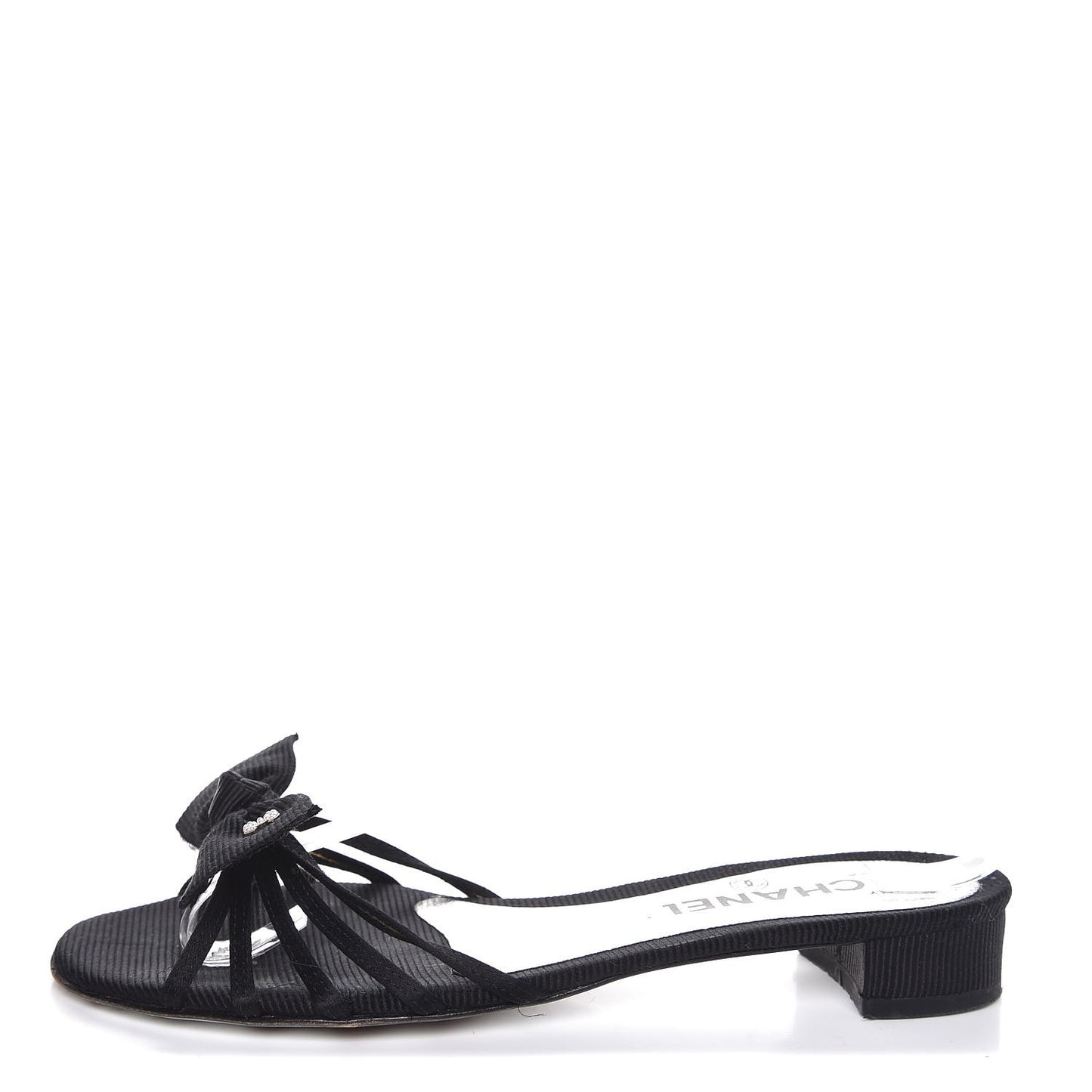 Grosgrain Pearl CC Bow Sandals 36.5 Black