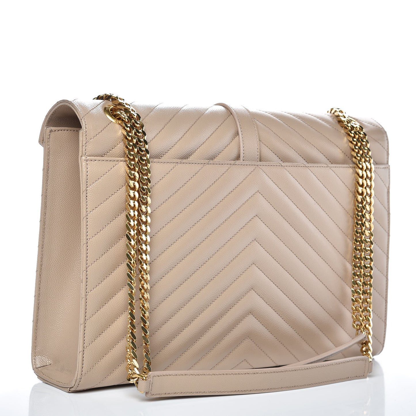 Grain De Poudre Matelasse Chevron Large Monogram Satchel Dark Beige