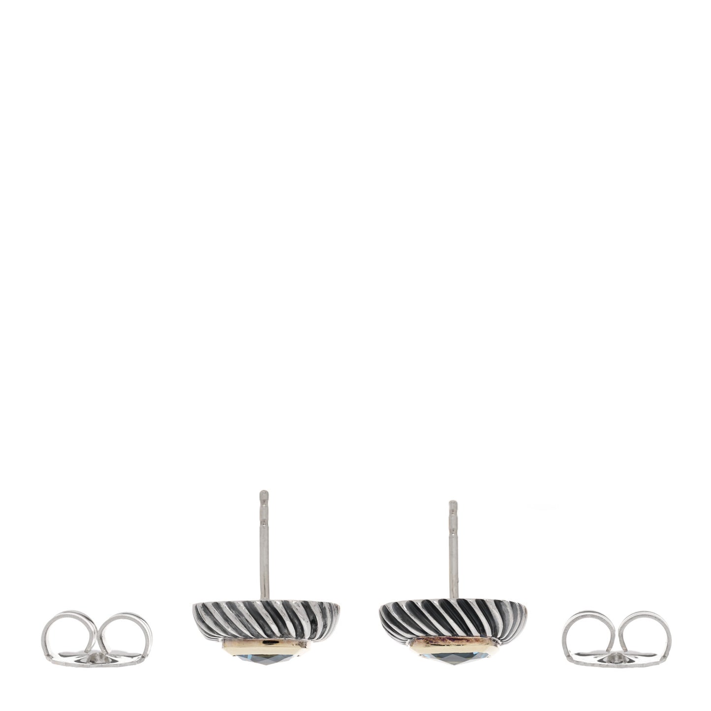 Sterling Silver 14K Yellow Gold Blue Topaz 7mm Albion Earrings