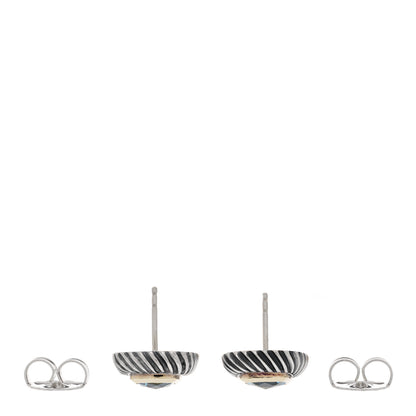 David Yurman Sterling Silver 14K Yellow Gold Blue Topaz 7mm Albion Earrings 3 of 4