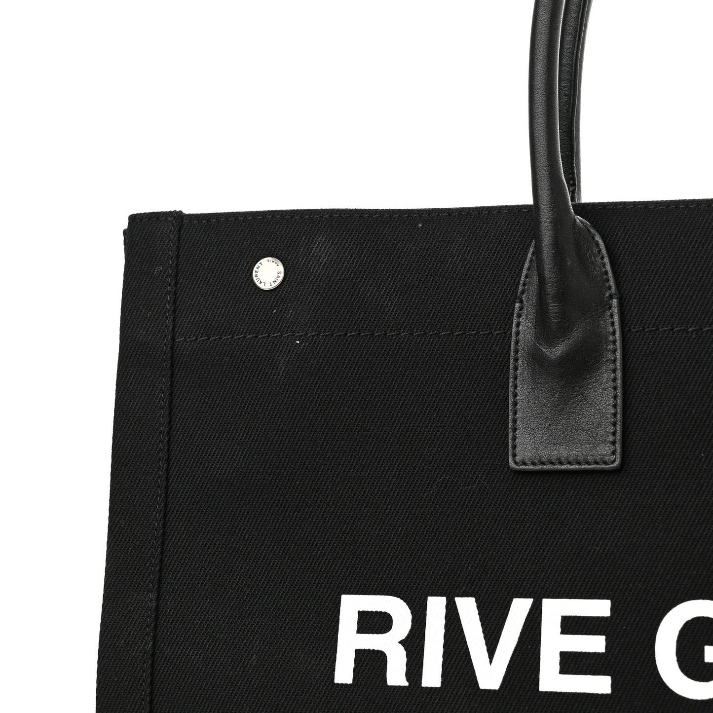 Linen Calfskin Rive Gauche Tote Black