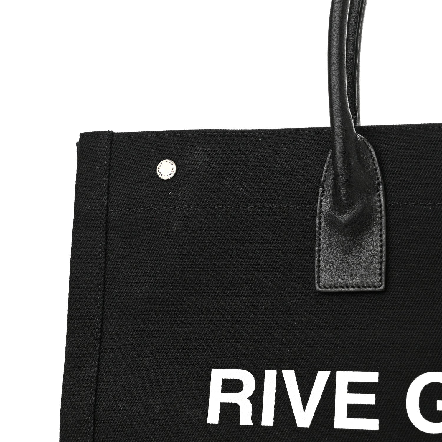 Saint Laurent Linen Calfskin Rive Gauche Tote Black 11 of 11