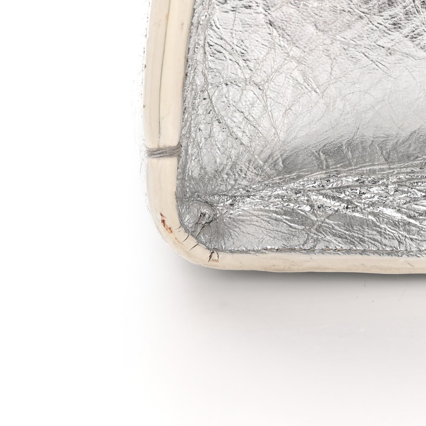 Metallic Calfskin Medium Diorever Flap Silver