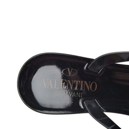 Valentino Garavani PVC Jelly Rockstud Bow Thong Sandals 37 Black 8 of 10