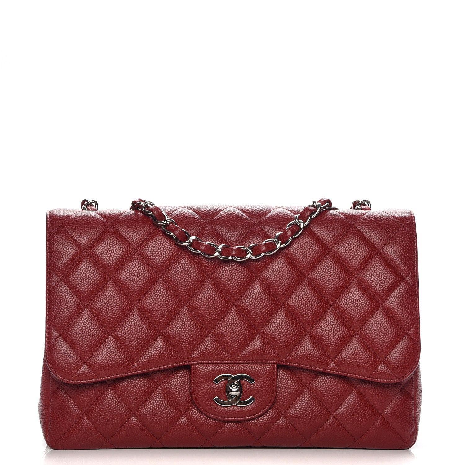 Chanel Caviar Quilted Jumbo Single Flap Dark Red 2 of 13