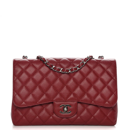 Chanel Caviar Quilted Jumbo Single Flap Dark Red 2 of 13