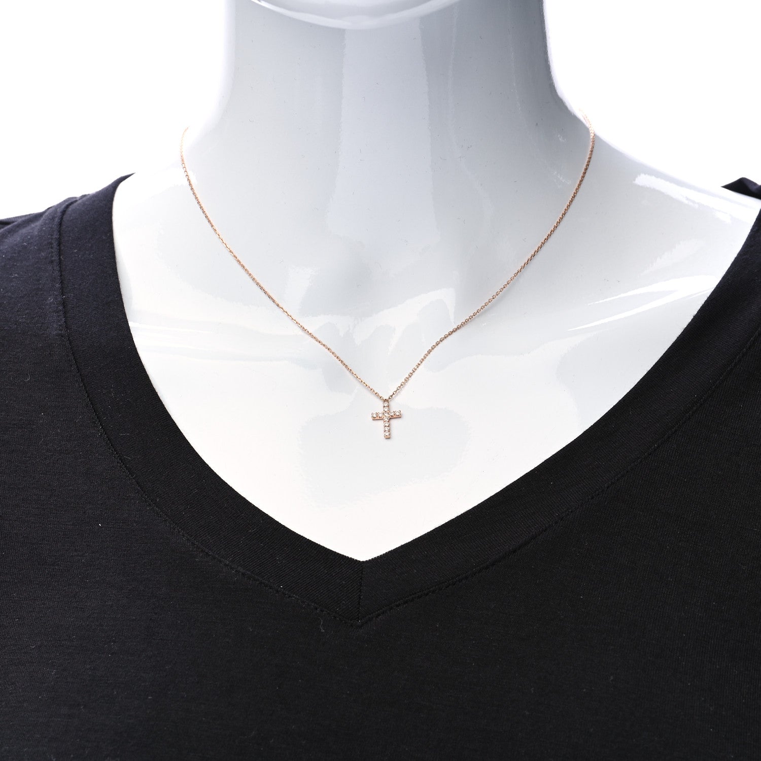 Cartier 18K Pink Gold Diamond Symbols Cross Pendant Necklace 2 of 6