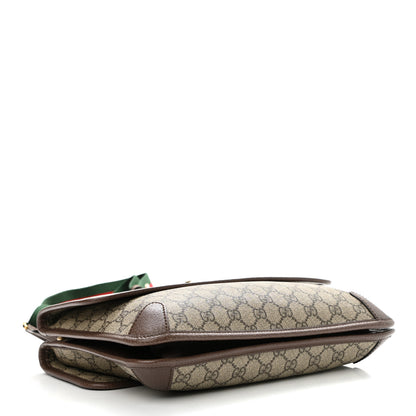 Gucci GG Supreme Monogram Web Neo Vintage Double Flap Messenger Bag Beige New Acero 4 of 12