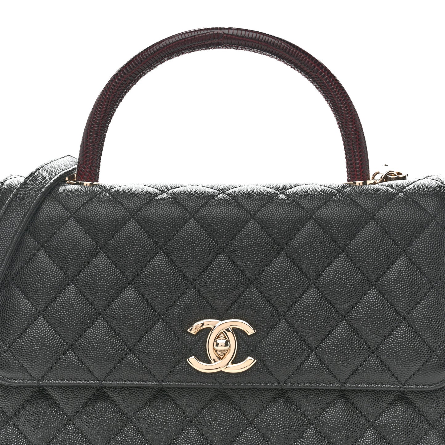 Caviar Quilted Small Coco Handle Flap Black