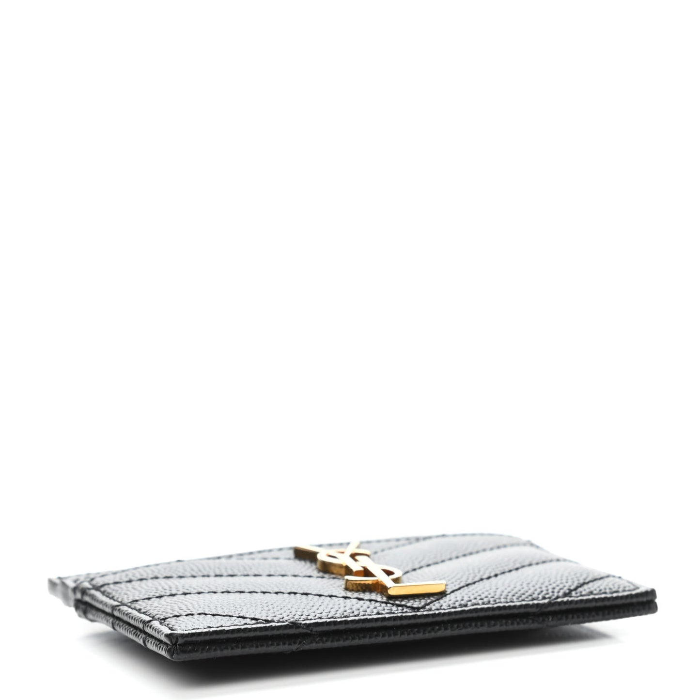 Grain De Poudre Matelasse Chevron Monogram Credit Card Case Black