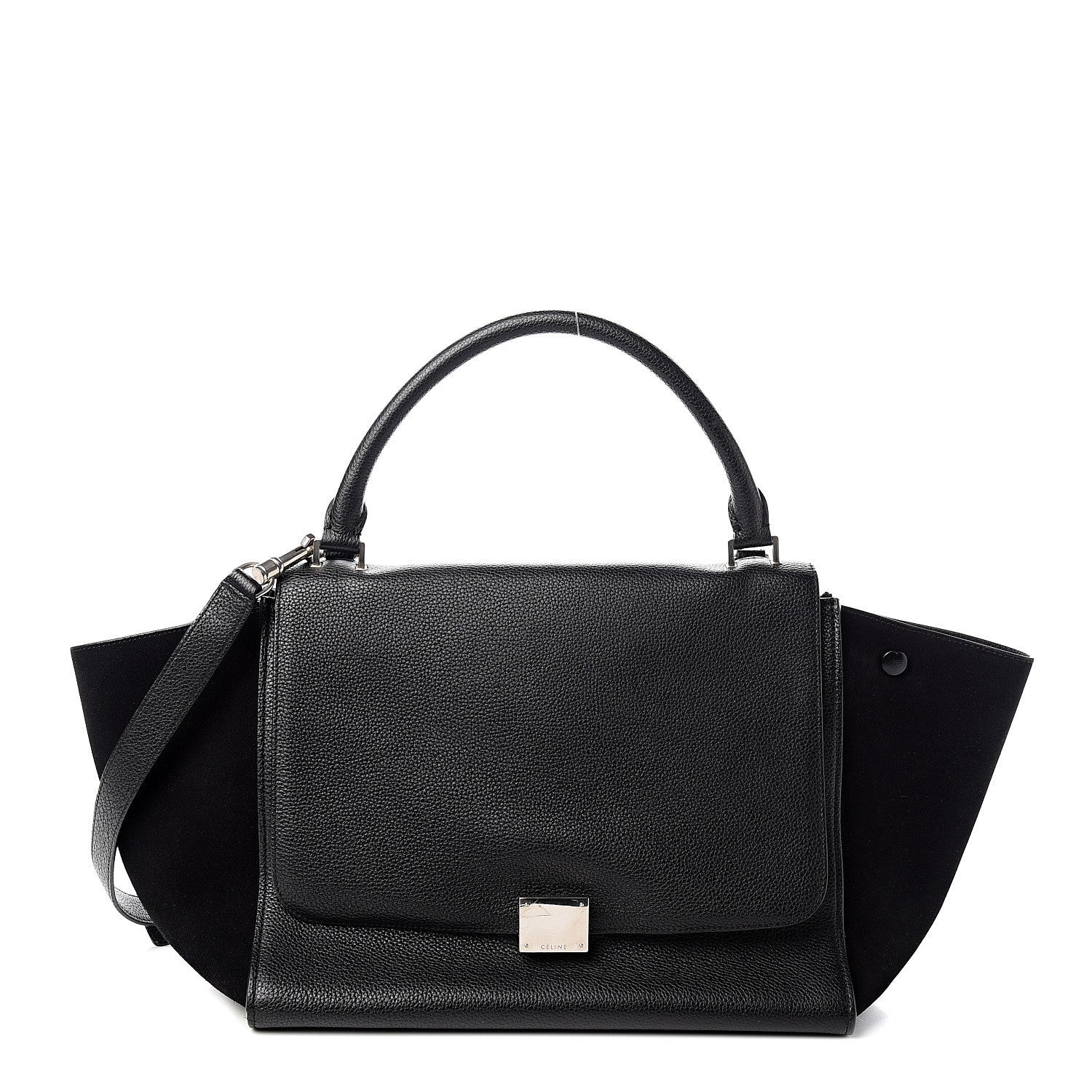Celine Drummed Calfskin Suede Medium Trapeze Black 1 of 13