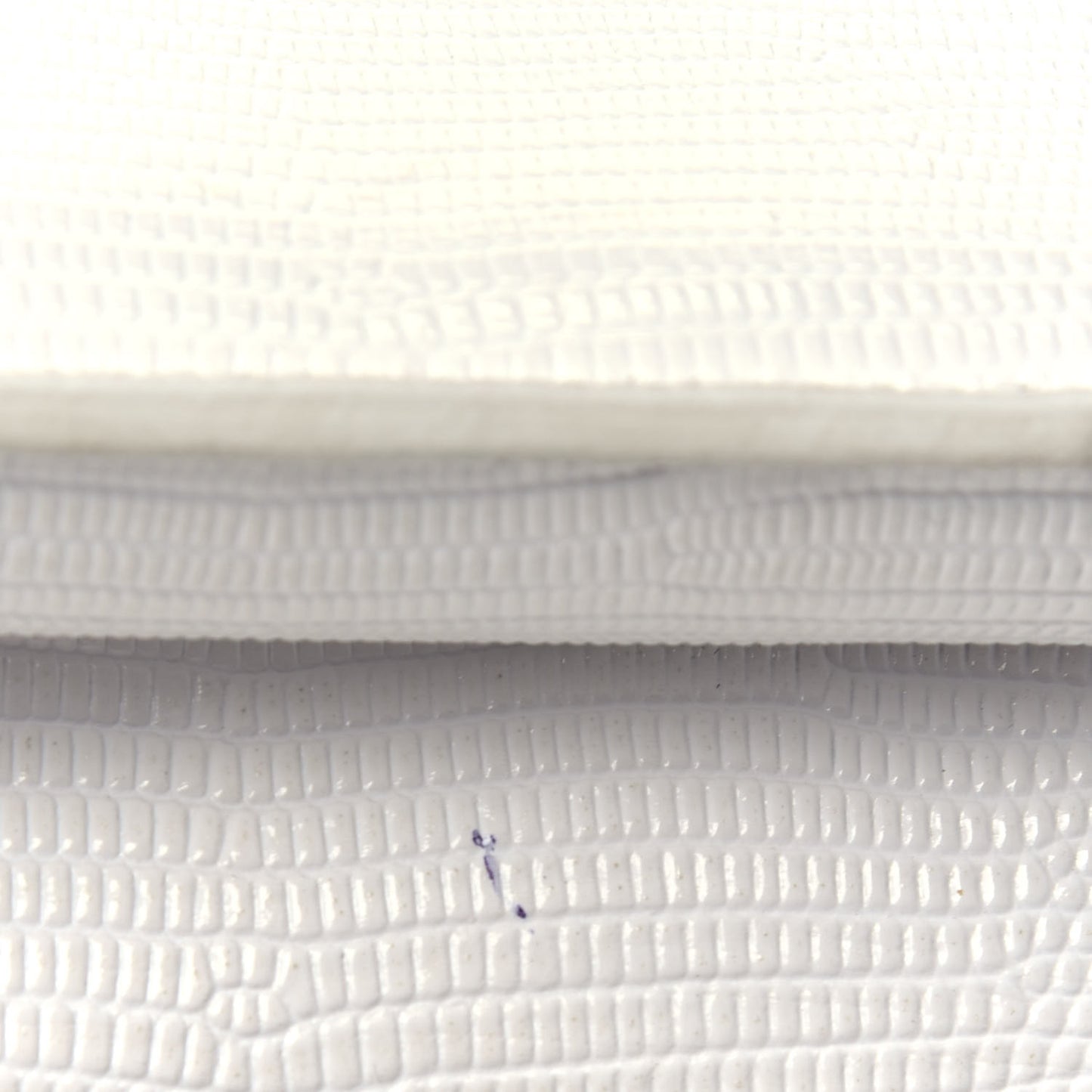 Patent Calfskin Lizard Embossed XS Sharp Top Handle Bag White