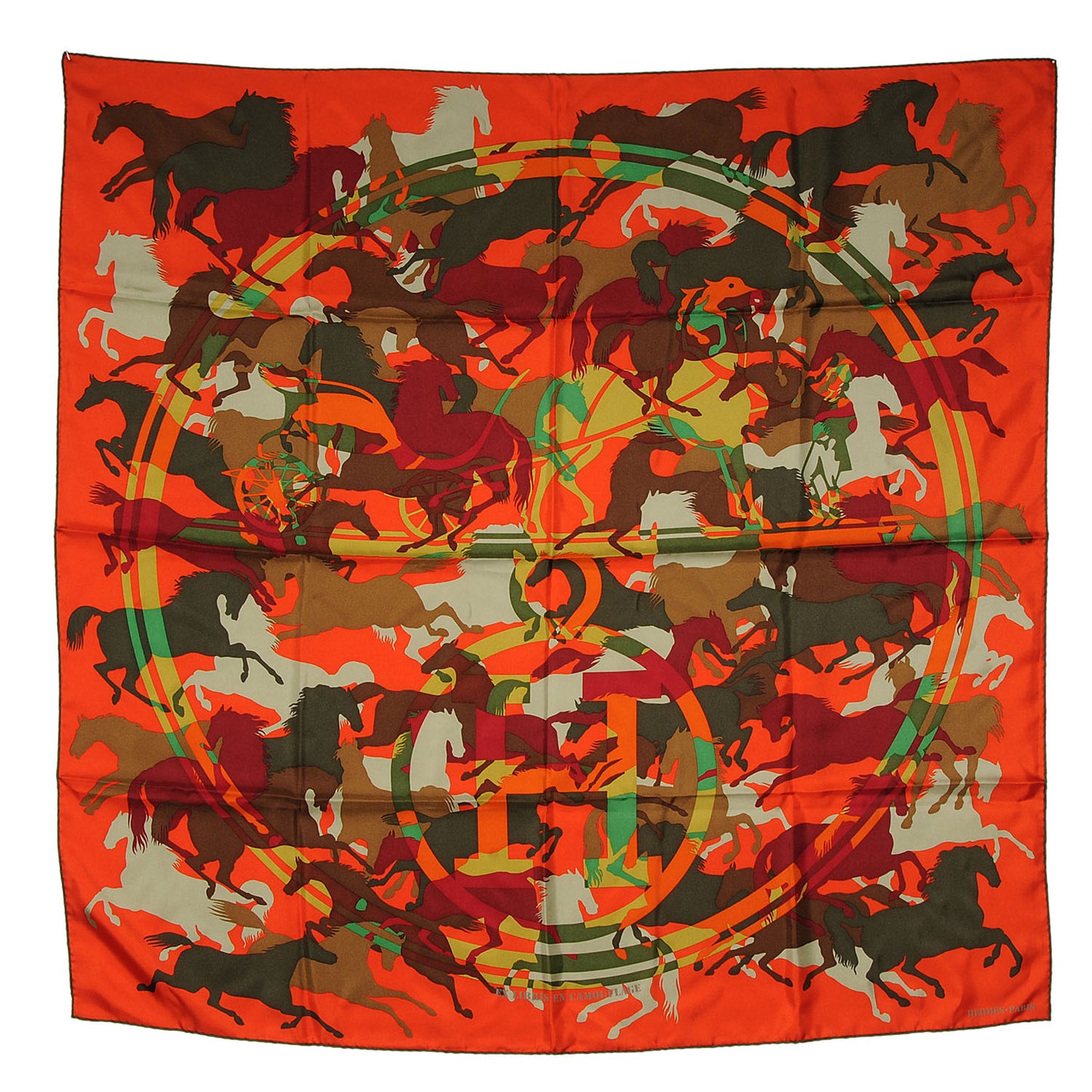 Silk Ex Libris En Camouflage Scarf 90 Orange