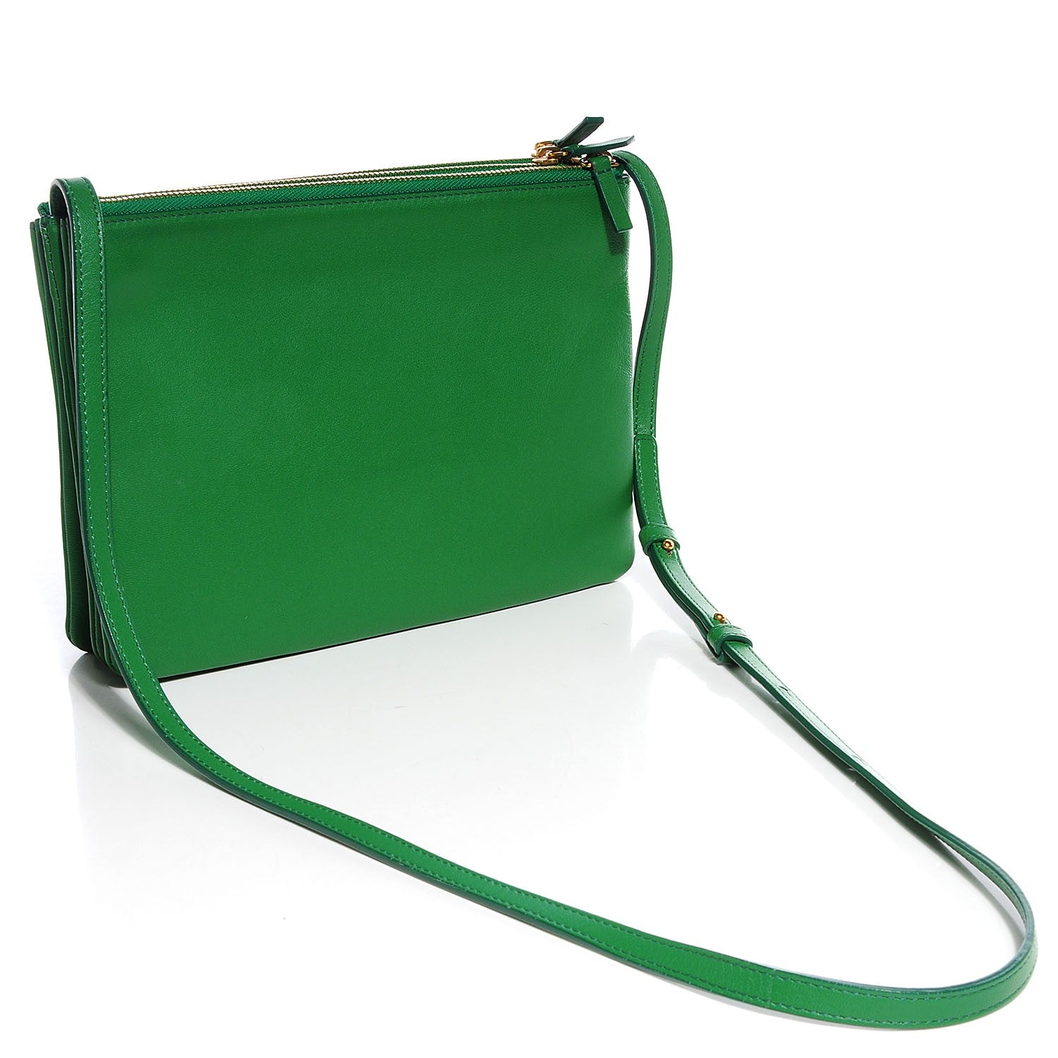 Celine Lambskin Large Trio Crossbody Bag Grass 3 of 8