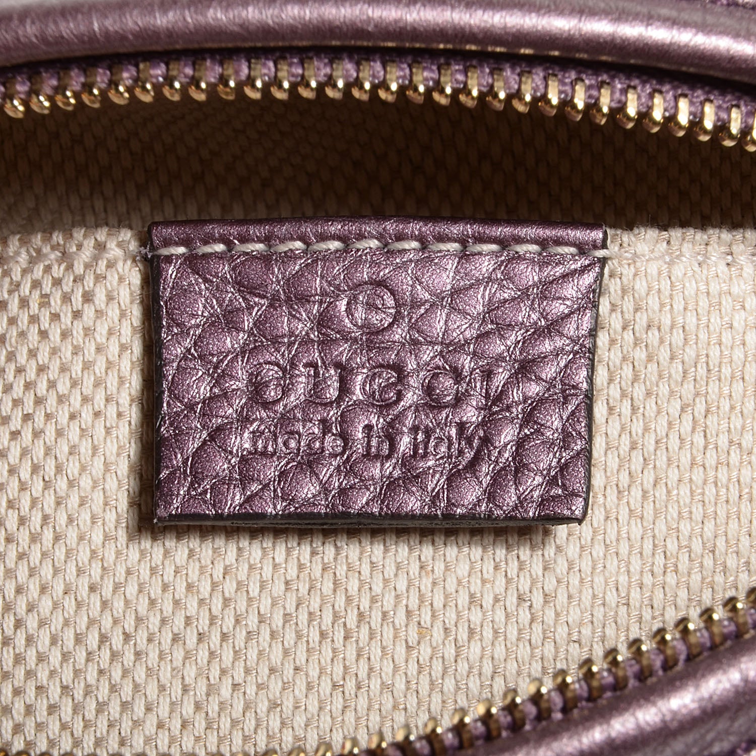 Gucci Metallic Pebbled Calfskin Mini Soho Chain Bag Purple 7 of 10