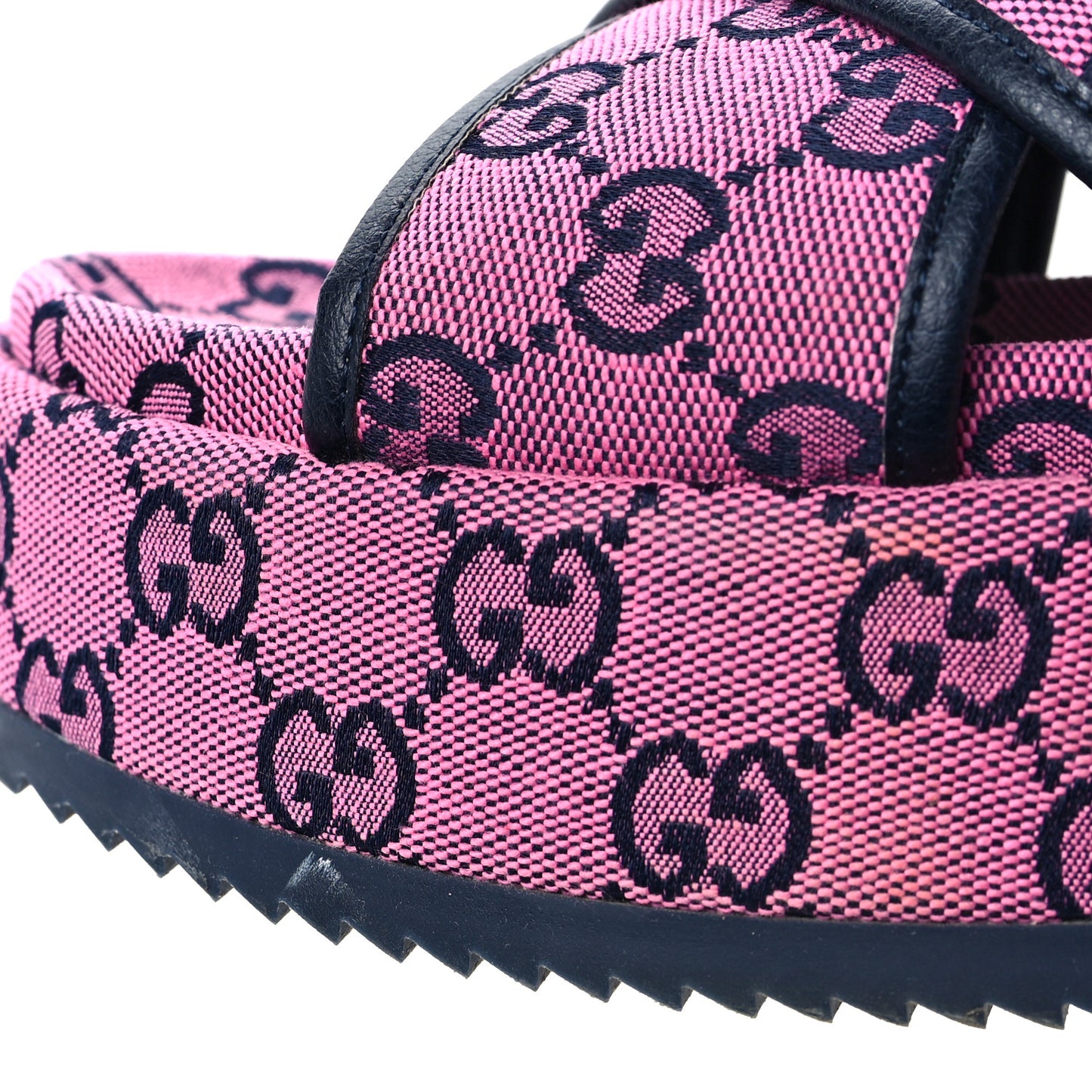 Monogram Multicolor Criss Cross Platform Slide Sandals 38 Pink Blue