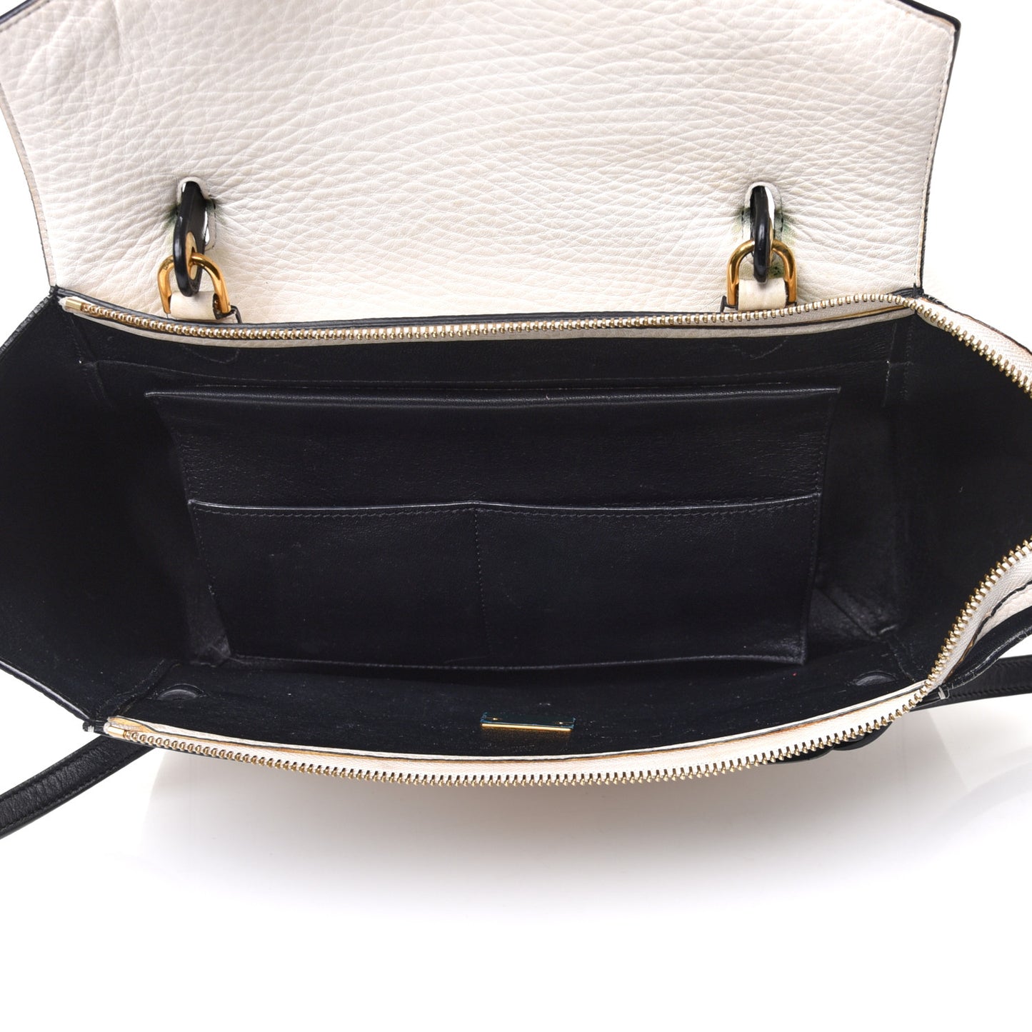 Grained Calfskin Micro Belt Bag White Black