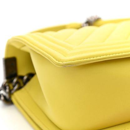 Chanel Calfskin Chevron Quilted Medium Boy Flap Yellow 12 of 14