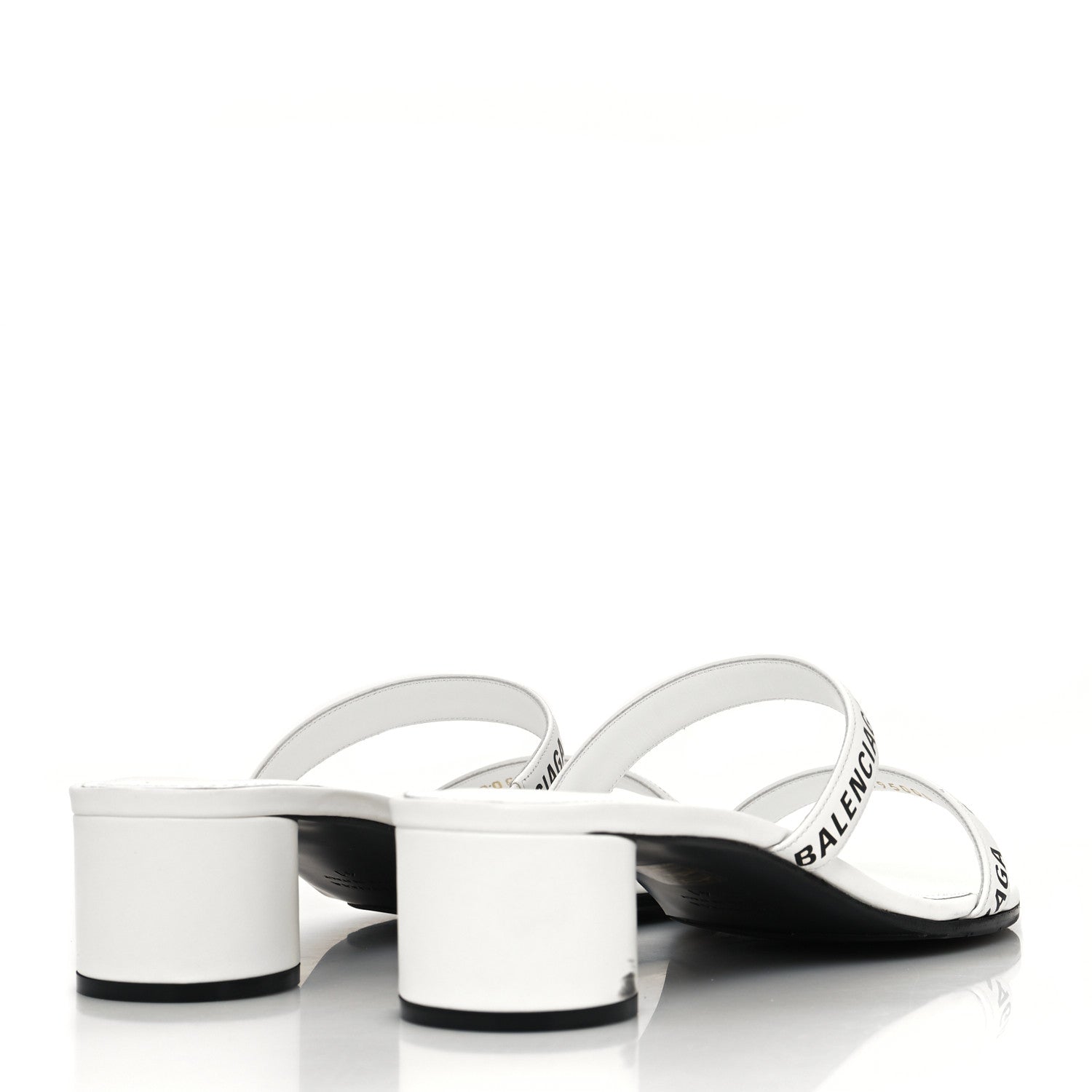 Balenciaga Smooth Calfskin Allover Logo Slide Sandals 41 White Black 4 of 10