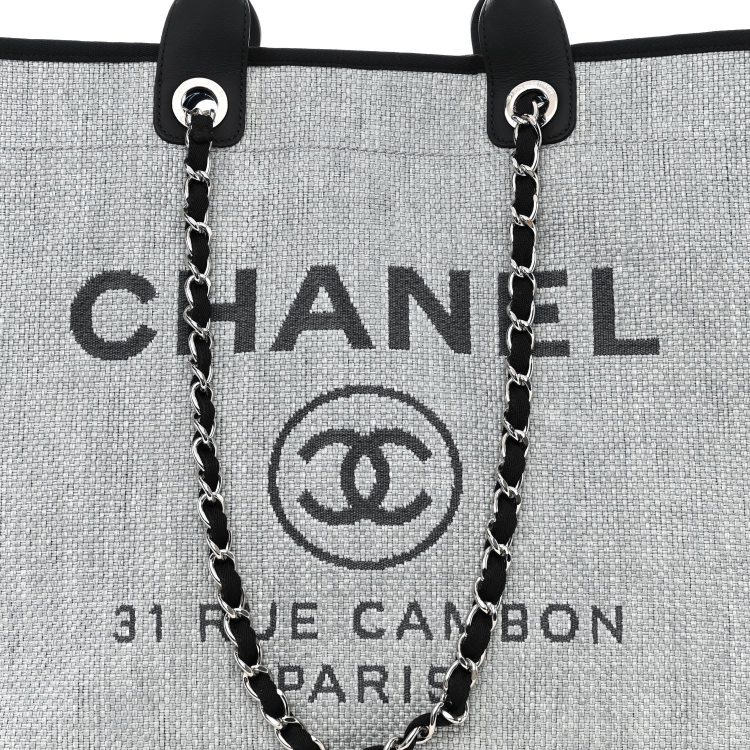 Chanel Woven Straw Raffia Extra Large Deauville Tote Grey 8 of 11
