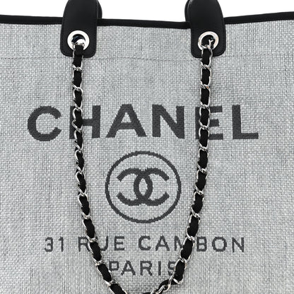 Chanel Woven Straw Raffia Extra Large Deauville Tote Grey 8 of 11