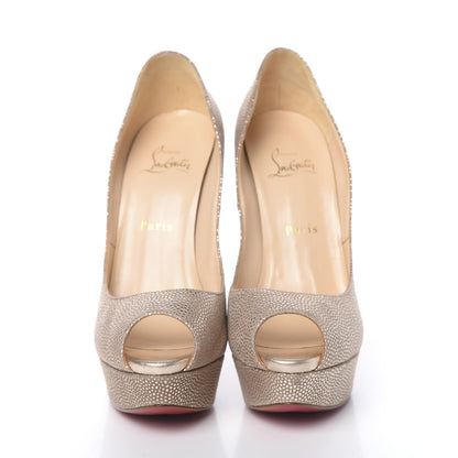 Christian Louboutin Metallic Suede Lady Peep 150 Pumps 39 Gold 2 of 9