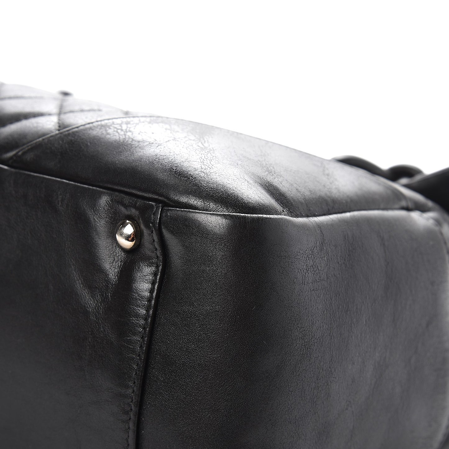 Calfskin Quilted Large Cambon Flap Black