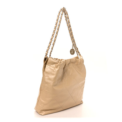 Chanel Metallic Calfskin Quilted Small Chanel 22 Light Gold 4 of 11