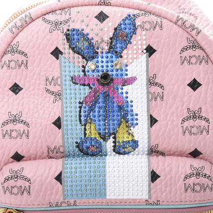 MCM Visetos Small Studded Stark Rabbit Backpack Pink 10 of 10