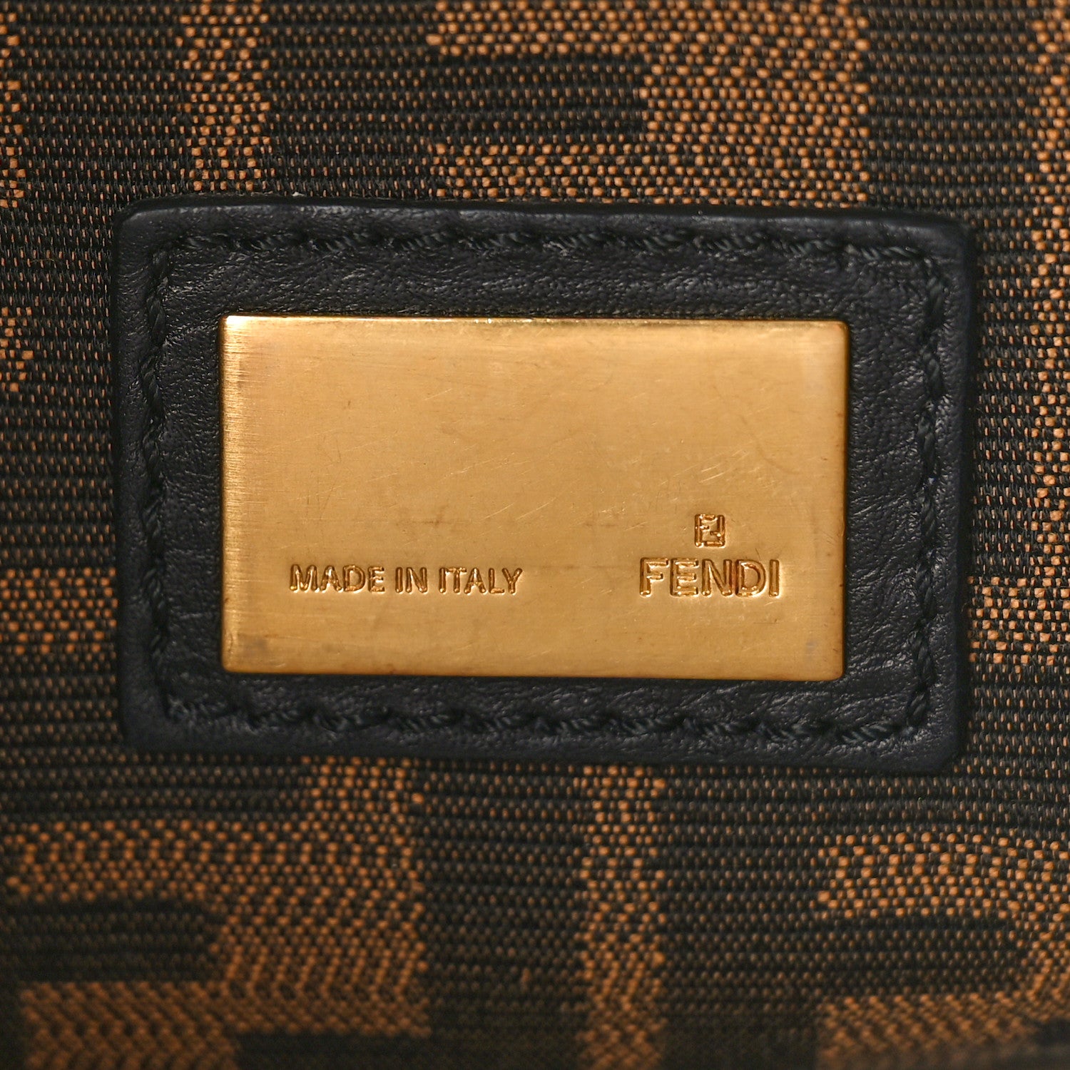 Fendi Goatskin Zucca Medium Peekaboo Iconic Satchel Black Tobacco 7 of 11