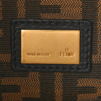 Fendi Goatskin Zucca Medium Peekaboo Iconic Satchel Black Tobacco 7 of 11