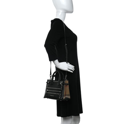 Burberry Pebbled Calfskin House Check Studded Baby Banner Tote Black 2 of 14