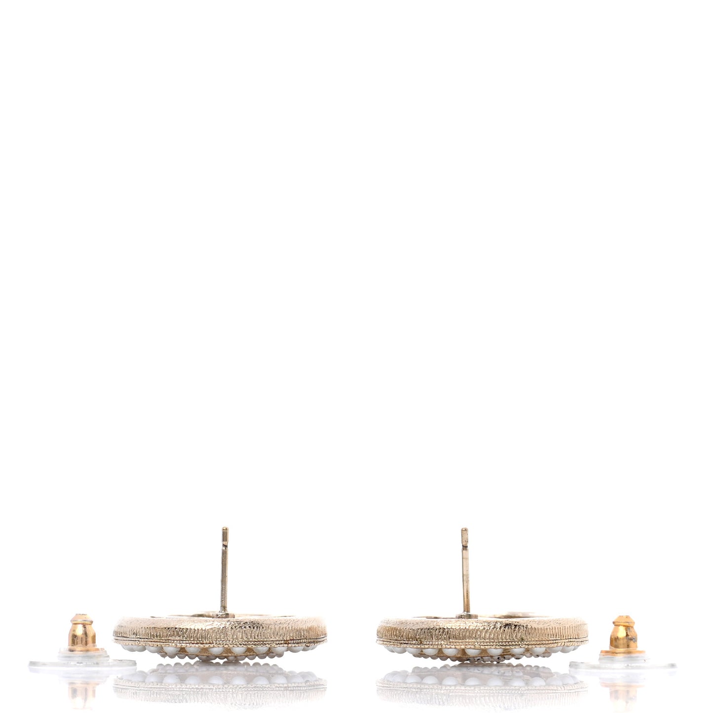 Pearl CC Round Earrings Gold