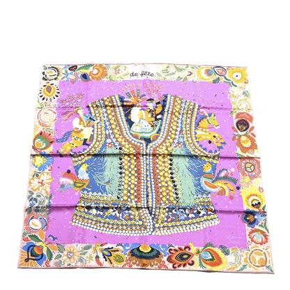 Hermes Silk Costume de Fete Scarf 90 Rose Poudre Cyclamen Jaune 1 of 5