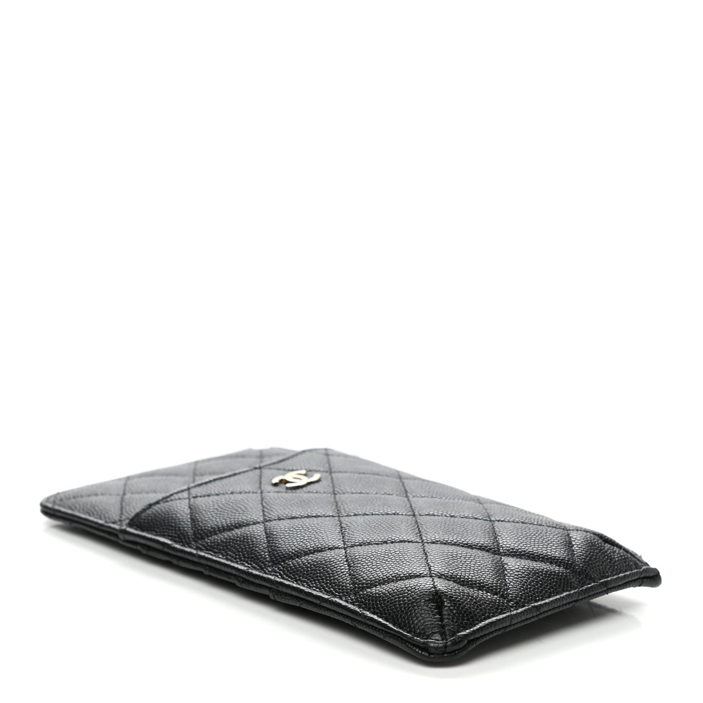 Caviar Quilted Classic Flat Wallet Pouch Black