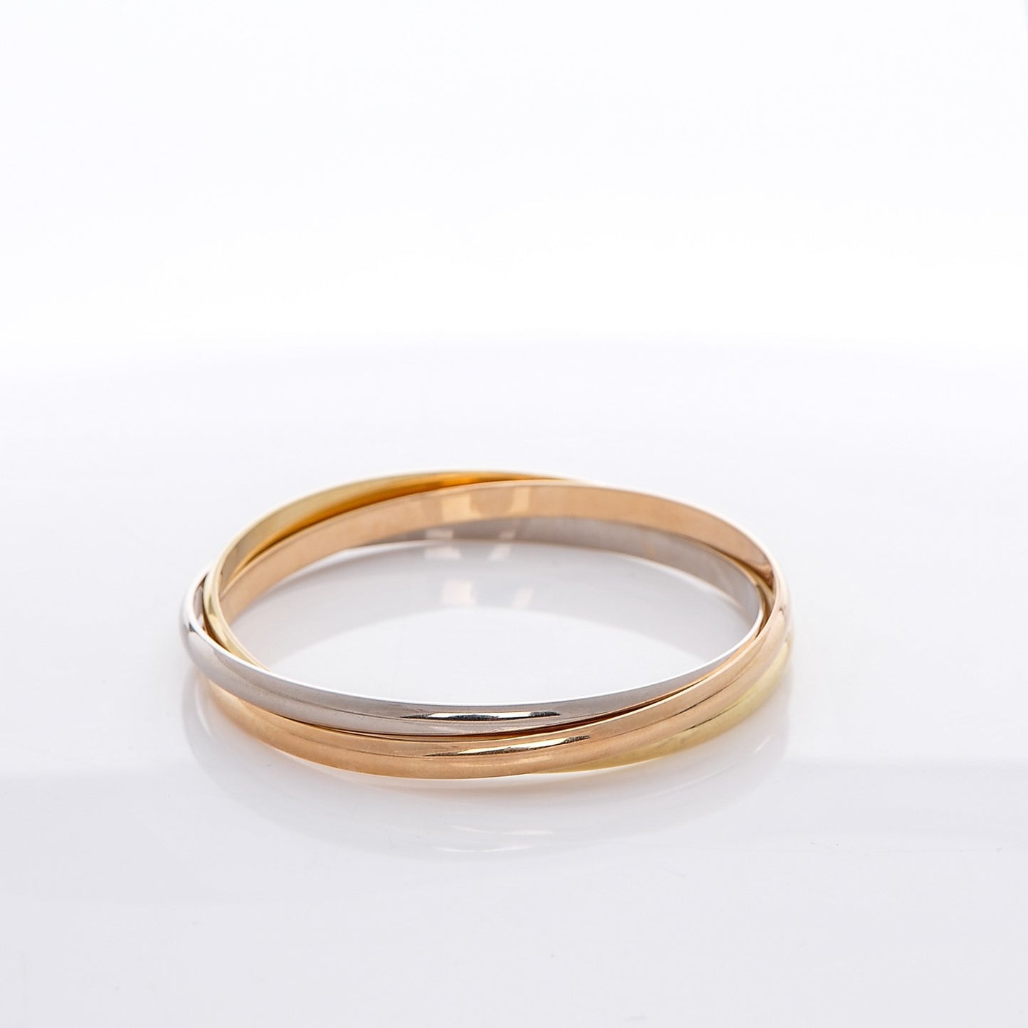 18K Pink Yellow White Gold Trinity Bangle
