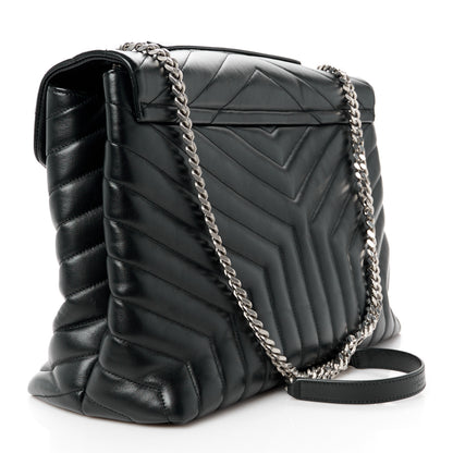 Saint Laurent Calfskin Y Quilted Monogram Large Loulou Chain Satchel Black 3 of 11