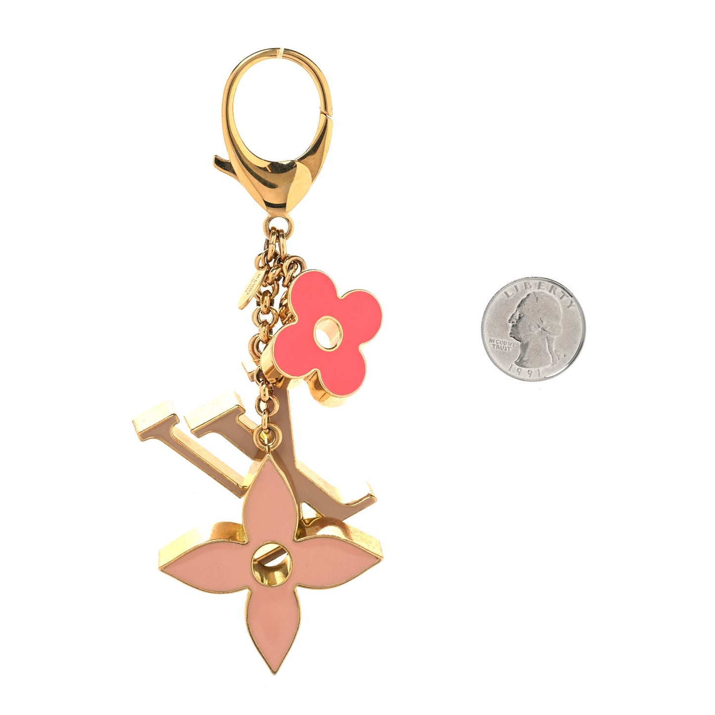 Fleur De Monogram Bag Charm Pink