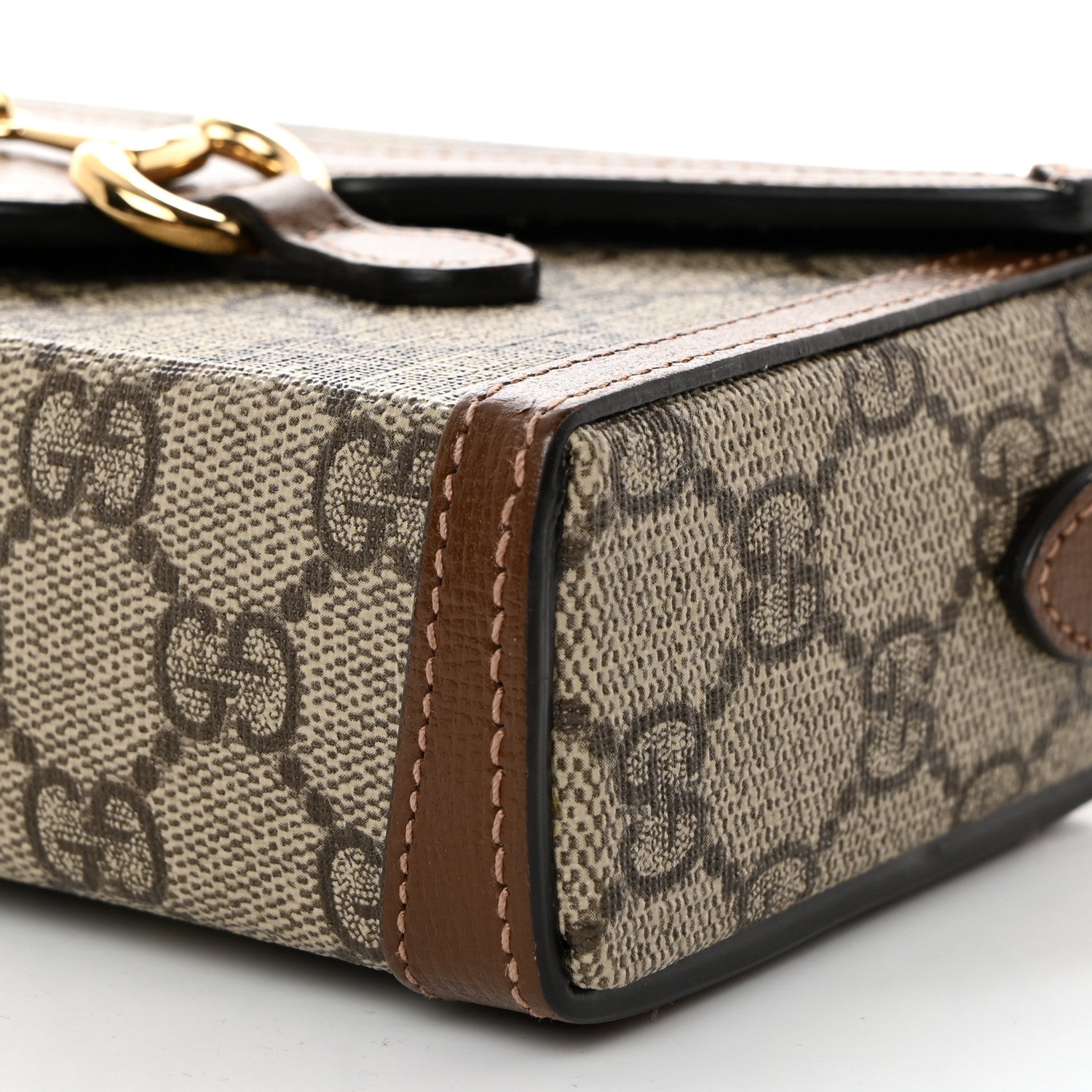 Gucci GG Supreme Monogram Mini Horsebit 1955 Shoulder Bag Beige Brown Sugar 10 of 10