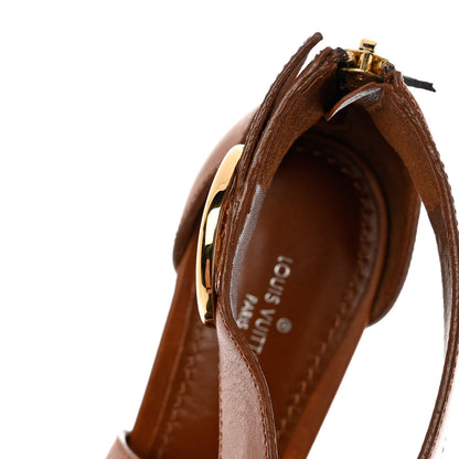 Louis Vuitton Calfskin Monogram Horizon Platform Sandals 36 Cognac Brown 9 of 12