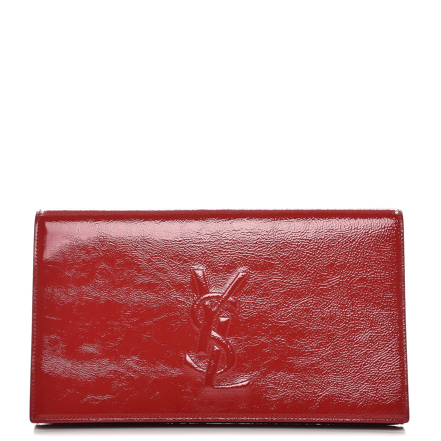 Saint Laurent Textured Patent Monogram Large Belle De Jour Clutch Red 1 of 8