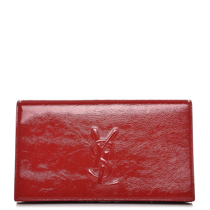 Saint Laurent Textured Patent Monogram Large Belle De Jour Clutch Red 1 of 8