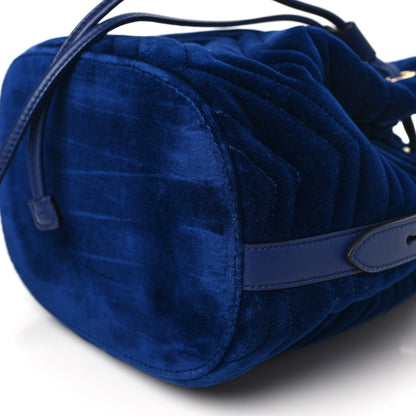 Gucci Velvet Matelasse GG Marmont Bucket Bag Cobalt Blue 10 of 10